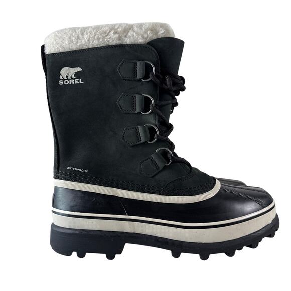 Sorel Caribou Winter Snow Boots Womens 10.5 Waterproof Leather Insulated Black - Picture 3 of 13